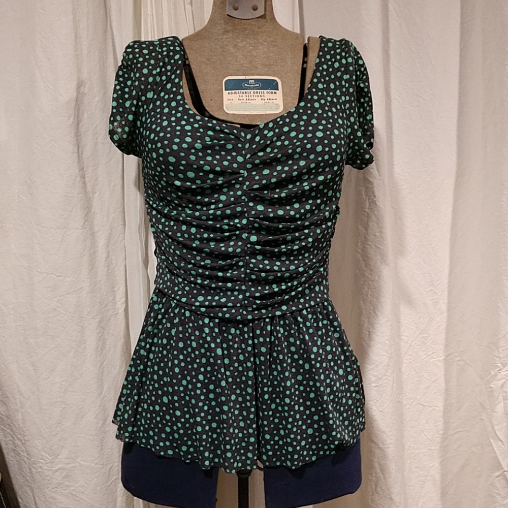 Polka dot peplum blouse